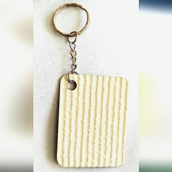 NEW Handmade Keychain Bag Tag! Italian Textured Wood. "I LOVE My Bag" Wood Heart - Picture 4 of 6